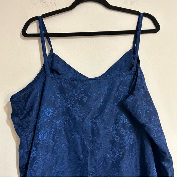 Vintage Blue Floral Embossed Slip Midi Dress Size 1X Fairy Witchy Whimsygoth - Picture 7 of 9